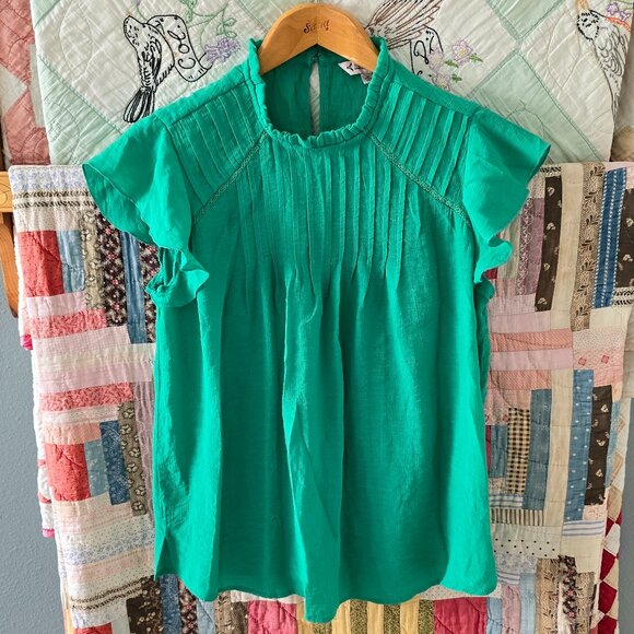 Nanette Lepore Green Cap Sleeve Blouse Women's M - Picture 2 of 6
